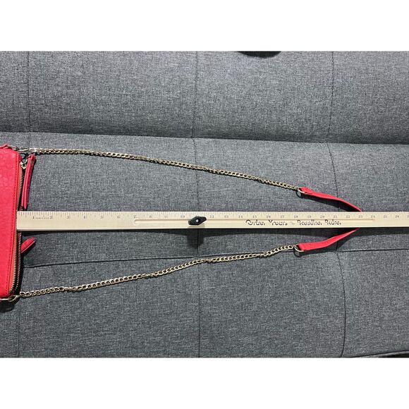 MMS Clutch Crossbody Purse Women Small Red‎ Gold Chain Elegant Evening - Picture 9 of 12